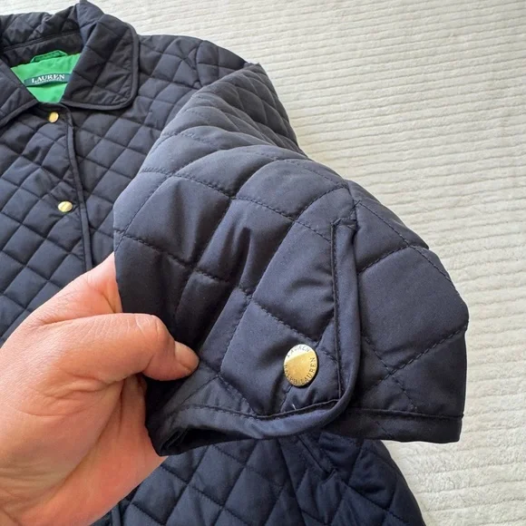 Ralph Lauren Quilted Navy Blazer Jacket with Green Lining - Picture 11 of 14